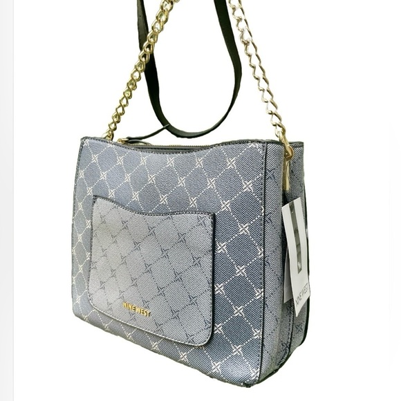 Nine West Blue Shoulder Bag with Chain Strap - Picture 4 of 8